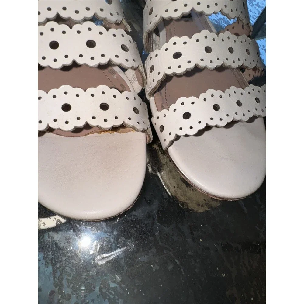 ALICE‎ + OLIVIA Leather Lasercut Accents Gladiator Sandals Size 36 Bone White